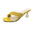 thumbnail image 1 of Anuirheih Womens Clear Heels Sandals Transparent Heel Slippers Backless Open Toe Slip on Heeled Mules(Yellow）, 1 of 3