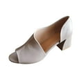 thumbnail image 1 of Anuirheih Womens Heels Sandals, Open Toe Thick Heel Casual Sandals Women Dress Shoes for Women Outdoor(Career Style,Beige), 1 of 5