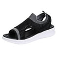 thumbnail image 1 of Anuirheih Womens Sandals Wedge Shoes, Comfortable Ankle Strap Open Toe Summer Sandals Casual Outdoor Mesh Breathable Wedges(Black), 1 of 9