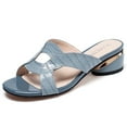 thumbnail image 1 of Anuirheih Womens Slides Sandals Open Toe Breathable Low Heels Summer Chunky Heeled Mules(Blue), 1 of 5