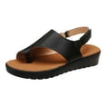 thumbnail image 1 of Anuirheih Womens Summer Fashion Casual Buckle Solid Color Breathable Sandals Sandals Women (Black), 1 of 9