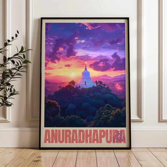 Anuradhapura Sunset Stupa Print, Sri Lanka Travel Print, Unframed Paper Poster 8x10in