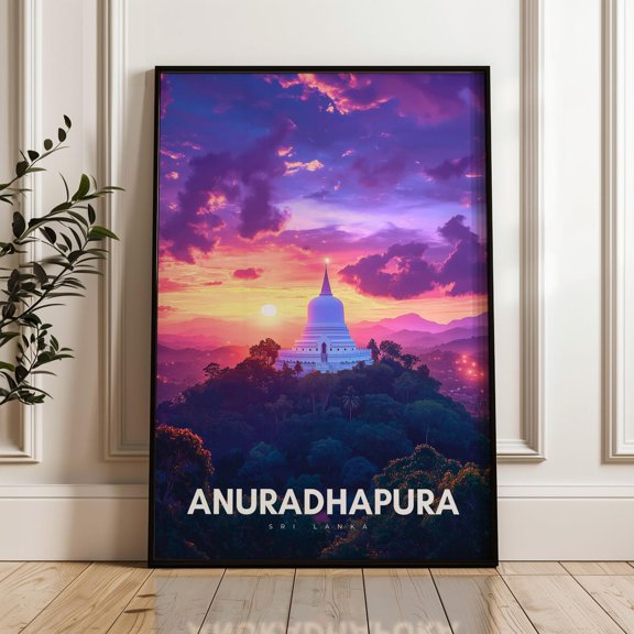 Anuradhapura Sunset Stupa Print, Sri Lanka Travel Print, Unframed Paper Poster 8x10in