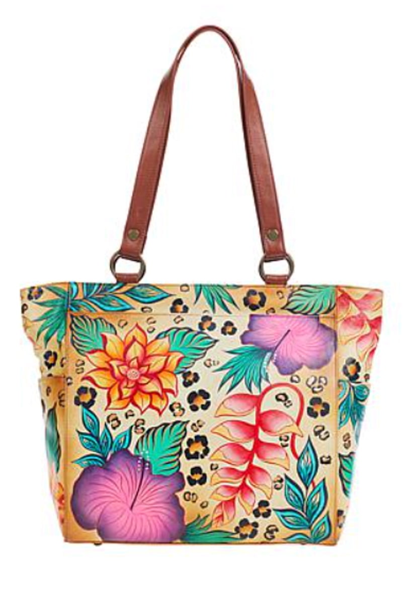 Anuschka Leather Hand Painted Large Shoulder Tote Purse In The Tropics Walmart