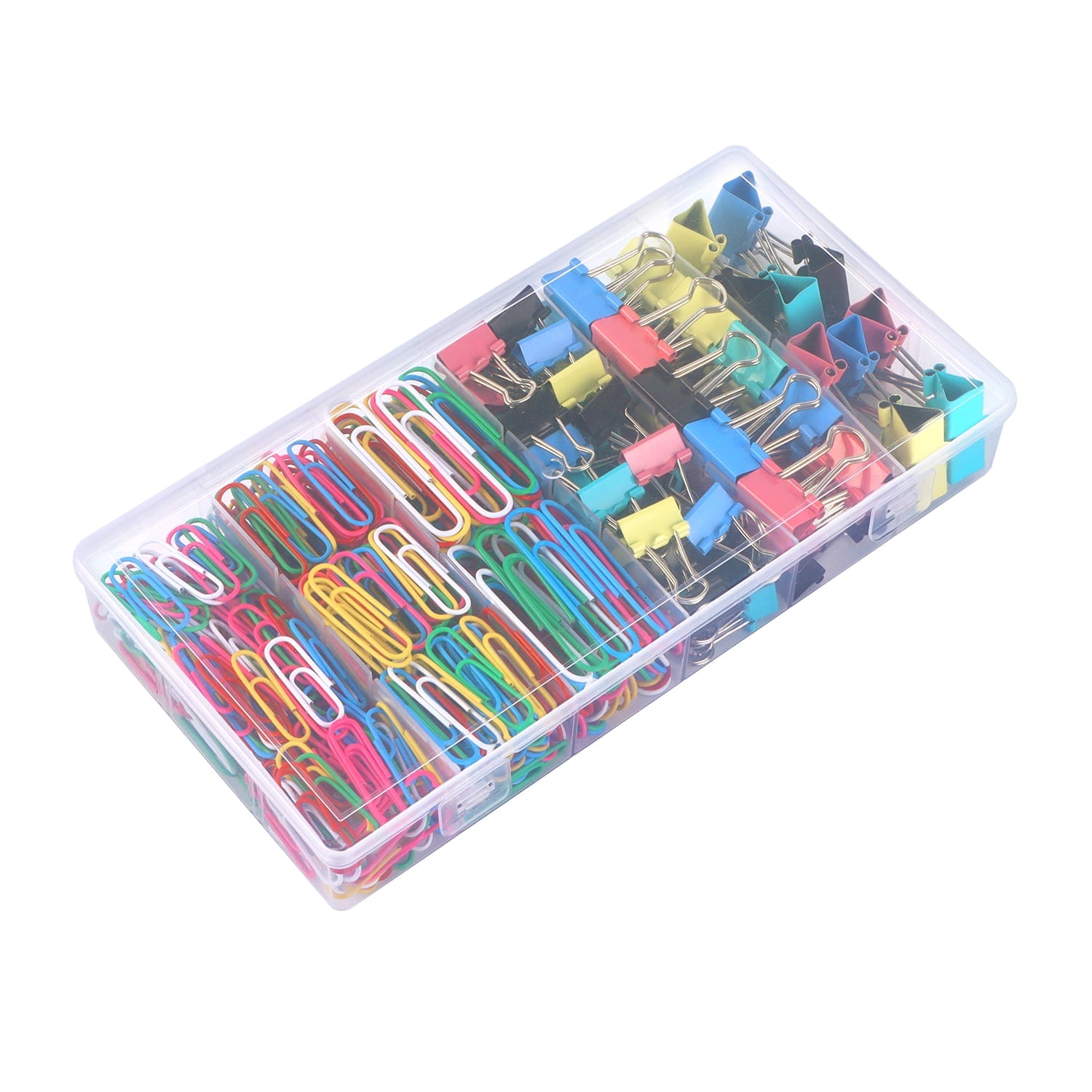 AnutriON Paper Clips and Binder Clips with Storage Box Assorted Colors 400