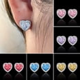 thumbnail image 1 of Anvazise 1 Pair Alloy Earrings Shiny Exquisite Heart Shape Ear Studs for Party Yellow, 1 of 13