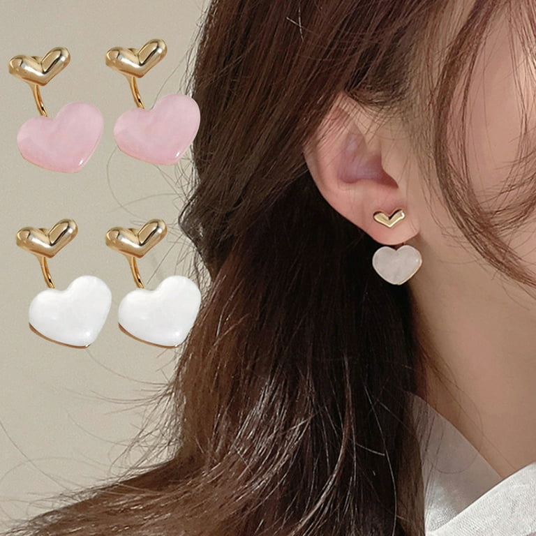 Anvazise Pair Dangle Earrings Heart Faux Gem Jewelry Cute Bright