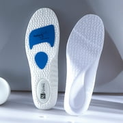 Anvazise 1 Pair Women Sports Insoles Foot Protection Elastic Great Friction Anti-skid Sweat Absorption Shockproof Breathable Moisture Wicking Men Jogging Insoles Shoes Accessory White 45 46