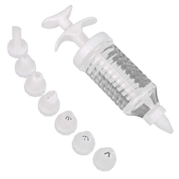Anvazise 1 Set Dessert Decorating Injector with 8 Piping Tips Cupcake Frosting Filling Cookies Puffs Making Cake Decorating Icing Tool Kit Baking Supplies White