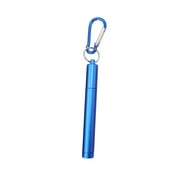 Anvazise 1 Set Reble Telescopic Straw Set Portable Stainless Steel with Carry Case Eco-Friendly Easy to Clean Straw Blue