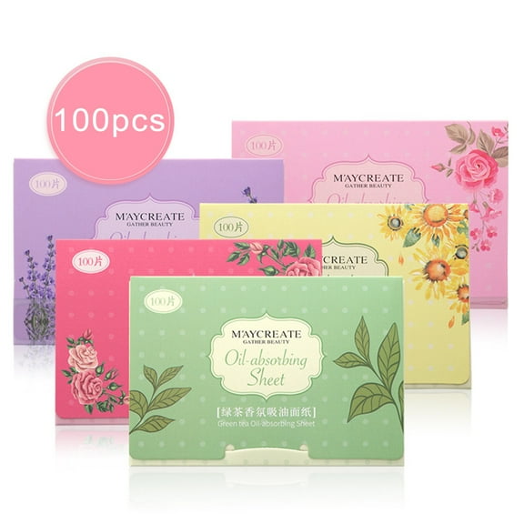 Anvazise 100Pcs Facial Oil Absorbing Paper Plant Fibres Breathable Make up Blotting Sheet
