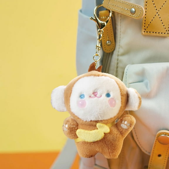 Anvazise 11cm Plush Key Ring PP Cotton Filling Cozy Touch Soft Cute Cartoon Doll Plush Toy Bag Decoration Creative Stuffed Animal Doll Pendant Plush Monkey Keychain Girls Toy Gifts Monkey
