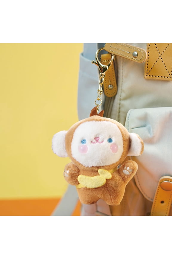 11cm Plush Key Ring PP Cotton Filling Cozy Touch Soft Cute Cartoon Doll Plush Toy Bag Decoration Creative Stuffed Animal Doll Pendant Plush Monkey Keychain Girls Toy Gifts Monkey