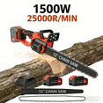 thumbnail image 1 of Anvazise 12-Inch Portable Chainsaw Cordless,Electric Chainsaw,Handheld Mini Chainsaw with 2 Batteries, Charger,Lightweight Tree Trimming Wood Cutting, 1 of 8
