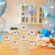 Anvazise 16Pcs Mini Honeycomb Cupcake Stand, Wooden Hexagon Cake Display Holder with 4 Sheets Glue Point Dots, Farmhouse Hexagonal Floating Table Sign for Baby Shower Boy Girl Birthday Party