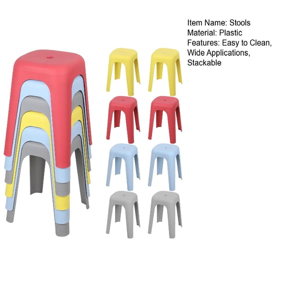 Anvazise 17 Inch Stackable Stools,Plastic Nesting Stools,Classroom Stools Backless Chairs for Home Party, Office, School,Easy to Clean,8 PCS