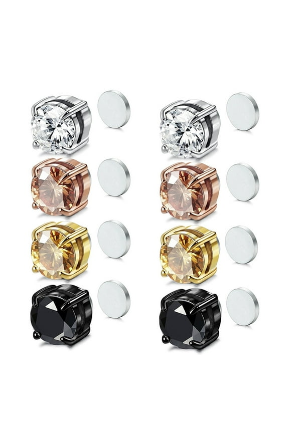 1Pc Ear Clip Non Piercing Painless Magnetic Geometric Bright Luster Women Men Cubic Zirconia Magnet Clip Earring Jewelry Decoration Gift for Party style A
