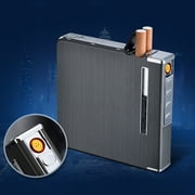 Anvazise 20 Loaded Cigarette Case Dispenser Tobacco Storage Box Holder Windproof Lighter(Golden)