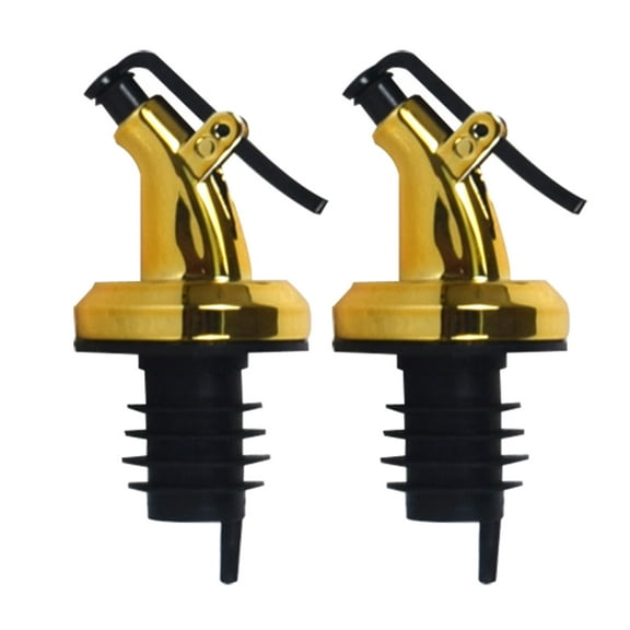 Anvazise 2Pcs Olive Oil Sauce Vinegar Bottle Cap Stopper Dispenser Pourer Kitchen Tool Plating Golden