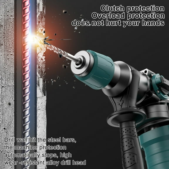 Anvazise 3 in 1 Hammer Drill, Heavy Duty Rotary Hammer Drill Pick, Industrial Grade Concrete Demolition Hammer