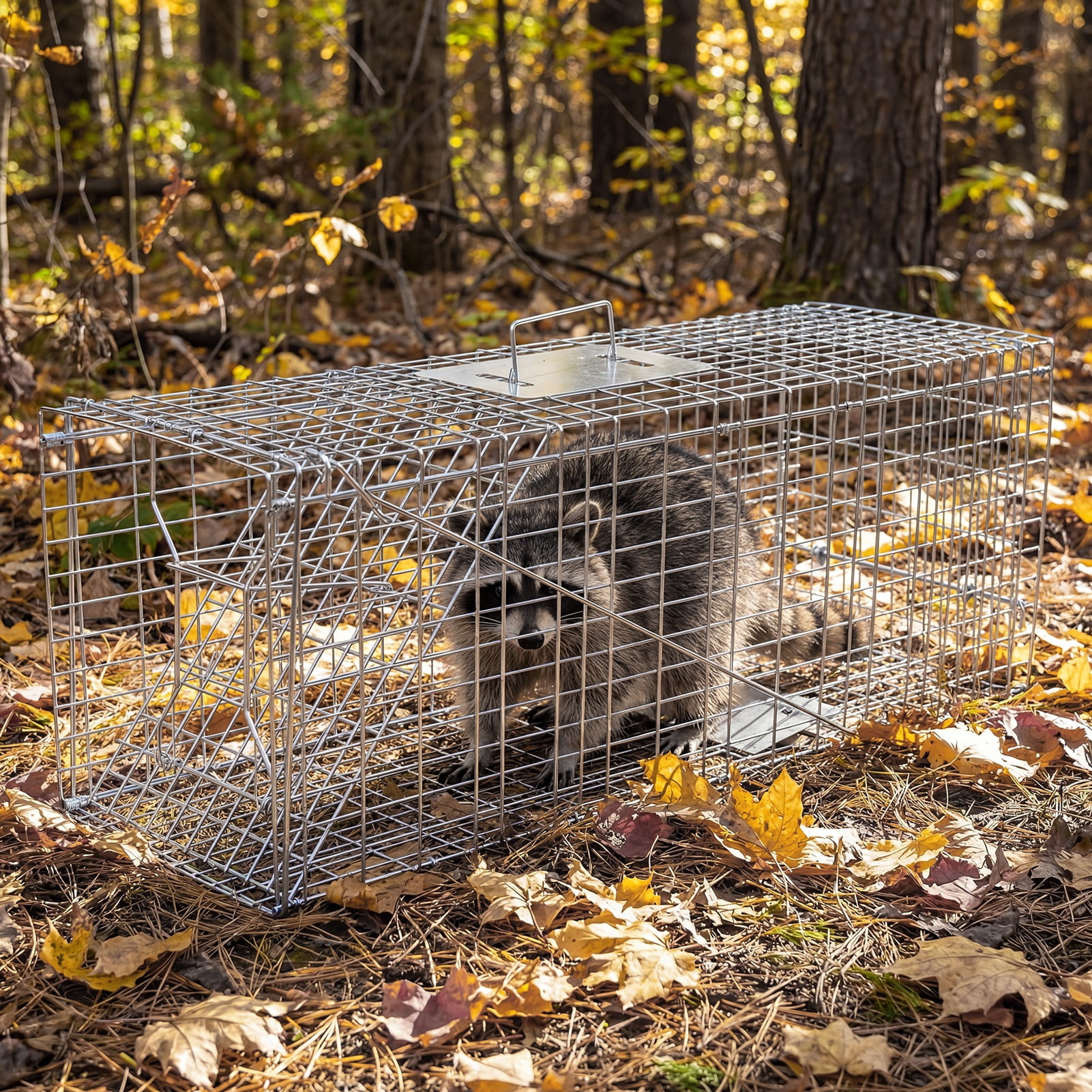 Anvazise 33-Inch Humane Live Animal Trap Cage,Foldable Live Cat Trap ...