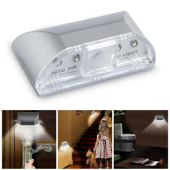 Anvazise 4-LED PIR Infrared Motion Sensor Home Door Cabinet Keyhole Night Light Lamp