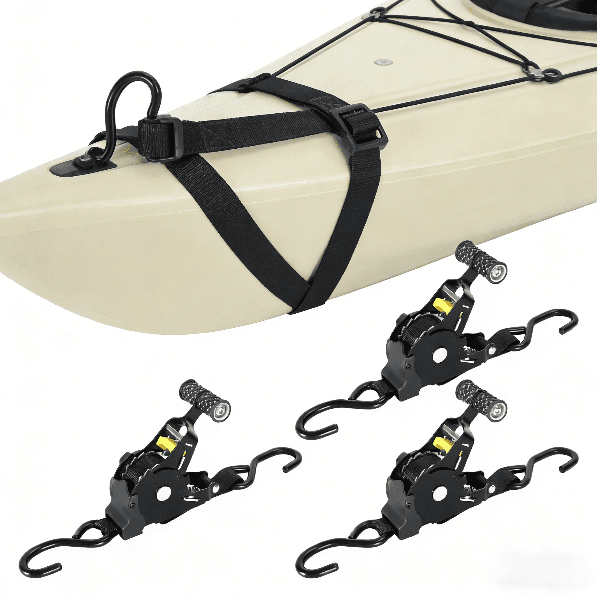 Anvazise 4-Pack Retractable Ratchet Straps,Automatic Retracting Ratchet ...