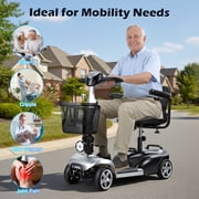 Anvazise 4 Wheels Foldable Portable Motorized Scooters for Adults & Seniors,Electric Lightweight Powered Travel Scooter with LED Headlights and Basket,Charger Included,5 MPH Speed 7.46 Miles Range
