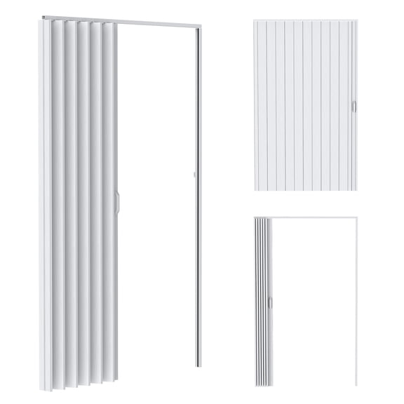 Anvazise 48x80in Accordion Door,Pvc Folding Door,Single Door Accordion Closet Door,Includes Latch, Handle, Mounting Hardware,White