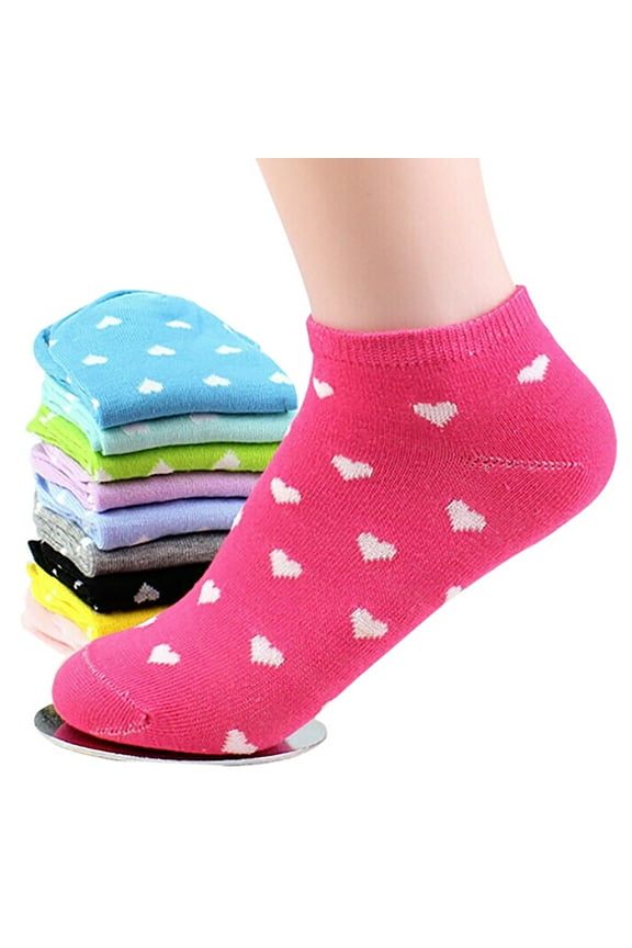 5 Pair Socks Lovely Heart Pattern Cotton Blend Women Ankle Socks for Daily Wear