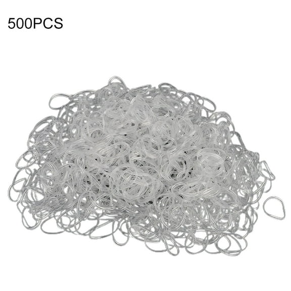 Anvazise 500Pcs Clear White Ponytail Holders Elastic Rubber Band Hair Ties Ropes Rings One Size
