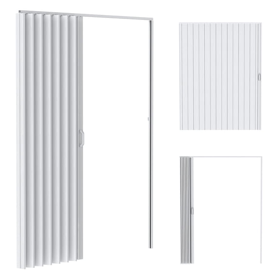 Anvazise 60x80in Accordion Door,Pvc Folding Door,Single Door Accordion Closet Door,Includes Latch, Handle, Mounting Hardware,White
