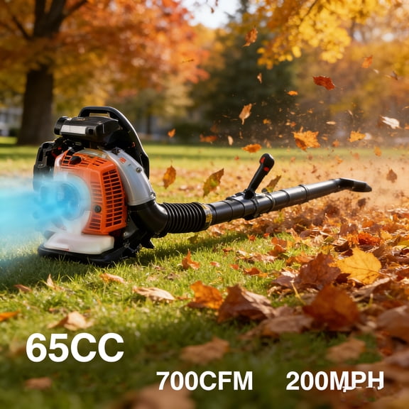 Anvazise 65CC Gas Backpack Leaf Blower,Electric Leaf Blower with 1.7L Tank,2-Cycle Enginee 700CFM 200MPH,Strong Wind High-Velocity Leaf Blower,Orange