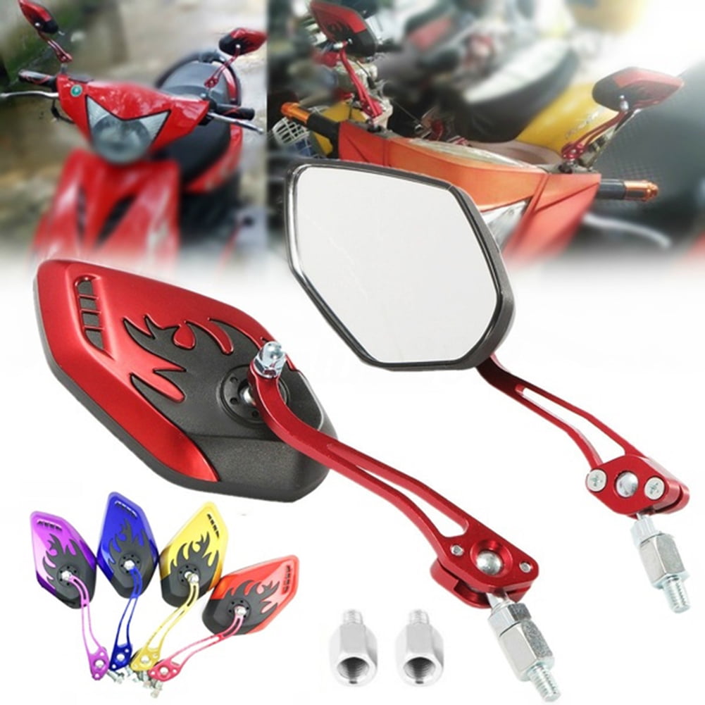Anvazise 8/10mm Motorbike Scooter Motorcycle Handlebar Mount Rear View Mirrors Blue 2Pcs/Set