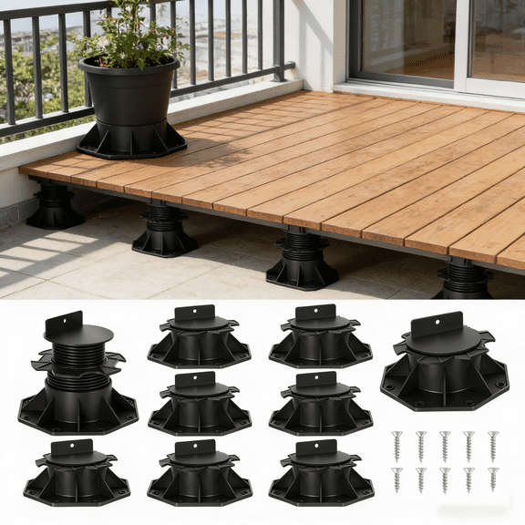 Anvazise Adjustable Deck Blocks Deck Support Pedestal,High Load Pedestal Deck Foundation Base Support for Floating Deck Platform Deck Floor Height Adjustment Raising from 2-3/8"-5-1/2" (20 Pack)