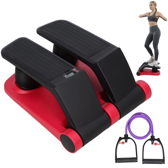 Anvazise Air Resistance Stepper with Resistance Bands, Mini Stair Climber Exercise Machine, 5-Level Adjustable Cardio Stepper for Home Gym, LCD Display, Non-Slip Pedals, 300 lbs Capacity