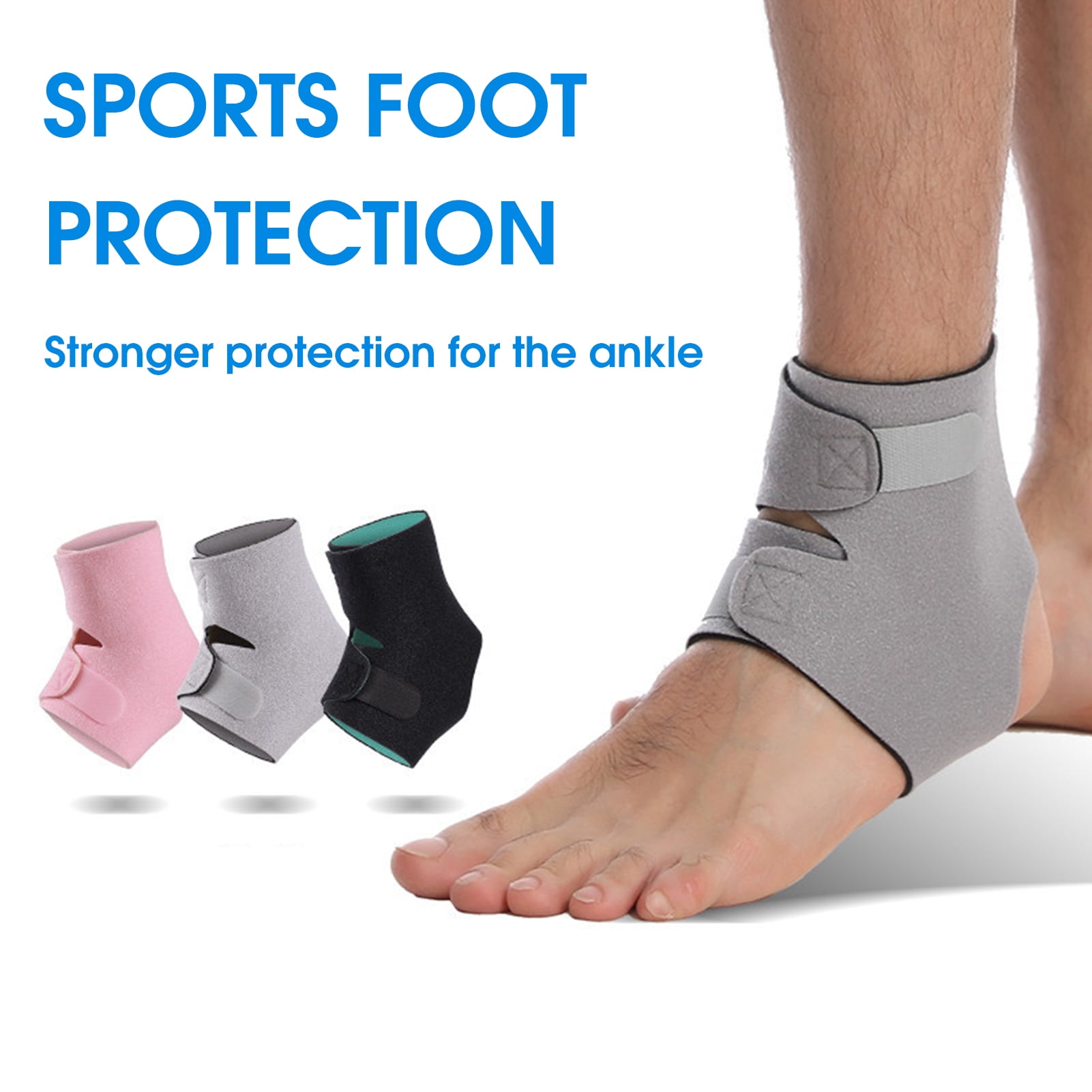 Anvazise Ankle Brace Adjustable Pain Relief Stabilizer Sports Compression Ankle Support Protective Pad for Gym Grey S