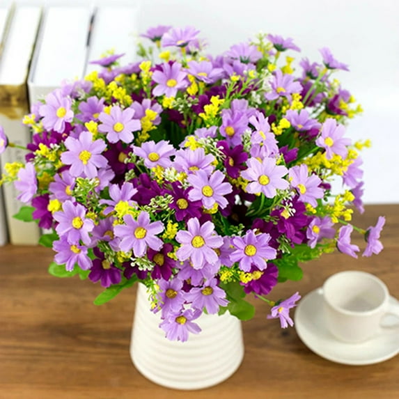 Anvazise Artificial Flower Realistic 28 Heads Fake Chrysanthemum Bouquet False Flower Home Decoration for Wedding Rose Red 2 Bouquet