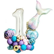 Anvazise Balloon Arch Set Mermaid Design Number Emulsion High Elasticity Balloon Garland for Holiday Style 1 1 Set