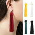 thumbnail image 1 of Anvazise Bohemian Women Woven Knot Long Tassel Dangle Hook Earrings Statement Jewelry Red, 1 of 13