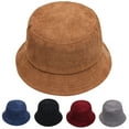 thumbnail image 1 of Anvazise Bucket Hat Folding Plain Low Profile Solid Color Casual Keep Warm Corduroy Winter Thermal Men Women Fisherman Cap for Outdoor Black, 1 of 13