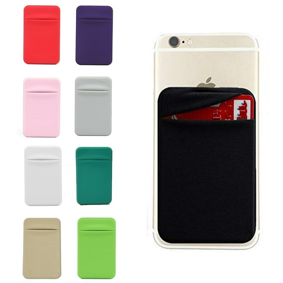 Anvazise Card Protector,Phone Card Holder Strong Adhesive Traceless Lycra Back of Phone Cell Phone Card Holder Mobile Phone Accessories Black 1Pc