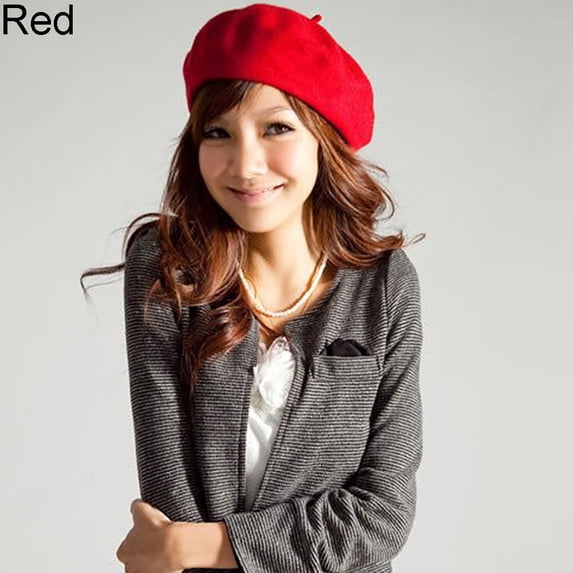 Anvazise Classic Solid Color Winter French Style Beret Artist Hat Casual Women Cap Gift