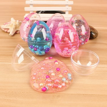 Anvazise DIY Slime Toy Stretchy Non-sticky Egg Style Faux Pearl Crystal Cloud Anti-stress Vent Toys Colorful Transparent Slime Clay Playing Toys Kid Toy Gift Random Color One Size
