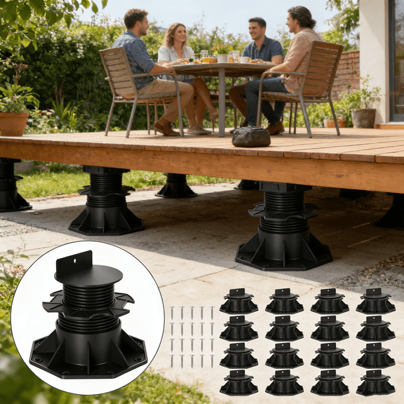 Anvazise Deck Support Pedestal 20 PCS, 2000-4600 Lbs Load Capacity, Adjustable Plastic Deck Foundation Base Support,Deck Floor Height Adjustment Raising from 2-3/8"-5-1/2" (Black)