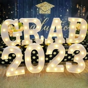 Anvazise Decorative Light Glowing Plastic LED Marquee Light Up Letter GRAD 2023 Graduation Party Decor Style B One Size