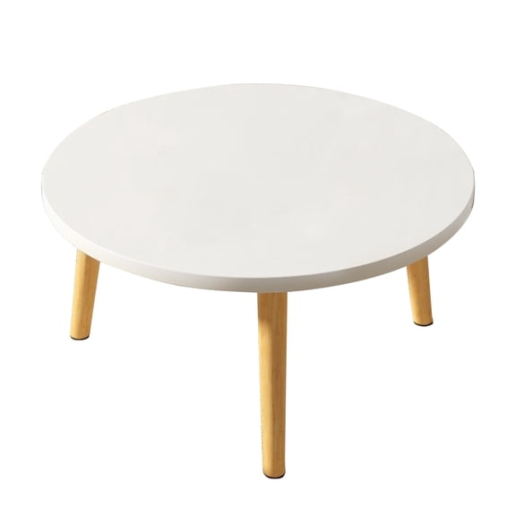Anvazise Dining Table with Solid Wood Leg Waterproof Nordic Style 60cm Round Shape Leisure Coffee Table Home Furniture (White)