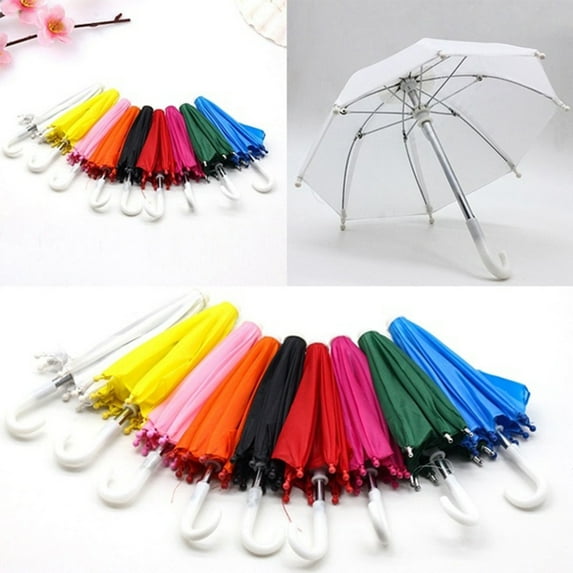 Anvazise Doll Umbrella Cute Decorative Solid Color Dollhouse Open Close Umbrella Decoration Daily Use Orange