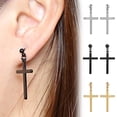 thumbnail image 1 of Anvazise Earring Unisex Lightweight Stainless Steel Cross Dangle Studs Earrings for Party Silver, 1 of 13