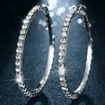 thumbnail image 1 of Anvazise Elegant Big Circle Round Hoop Earrings Women Rhinestone Inlaid Wedding Jewelry Silver, 1 of 12